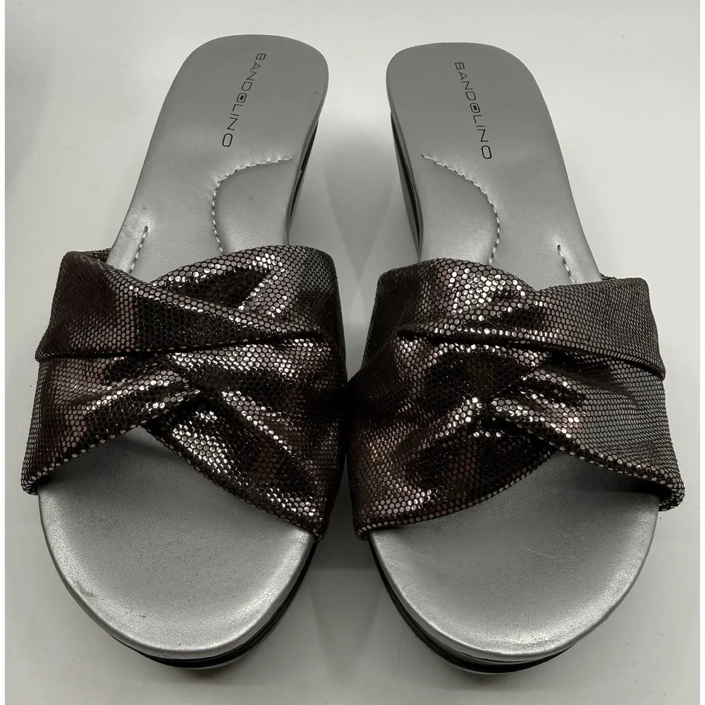 Bandolino Women's Bdyeva Pink Shimmer Sandal Heels Size‎ 8.5 M With Box